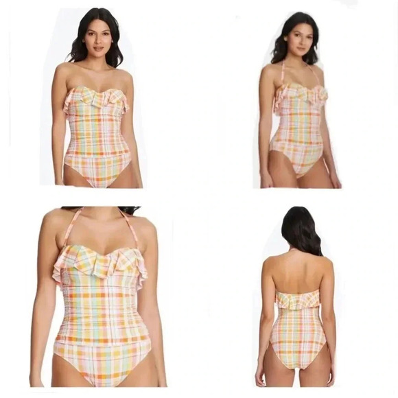 BLEU ROD BEATTIE KORE RUFFLED BANDEAU ONE PIECE SWIMSUIT - Picture 1 of 12